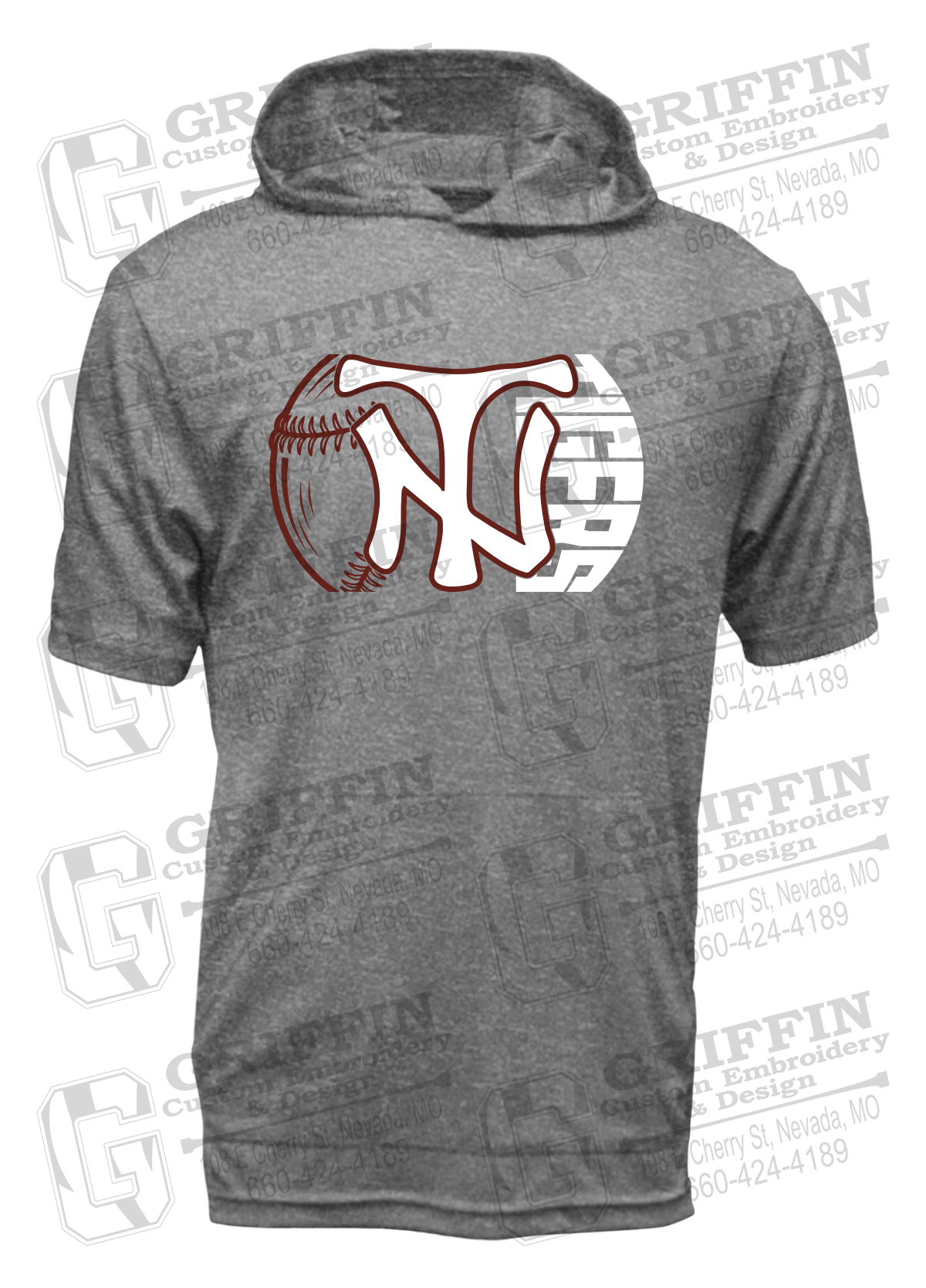 Dry-Fit Short Sleeve T-Shirt Hoodie - Softball - Nevada Tigers 26-Z