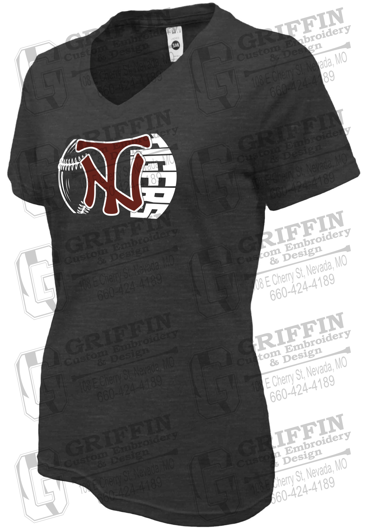 Womens Soft-Tek V-Neck T-Shirt - Softball - Nevada Tigers 26-Z