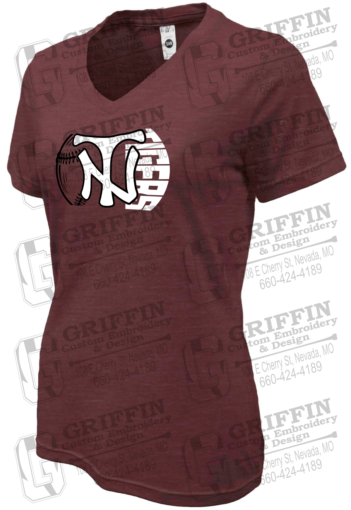 Womens Soft-Tek V-Neck T-Shirt - Softball - Nevada Tigers 26-Z