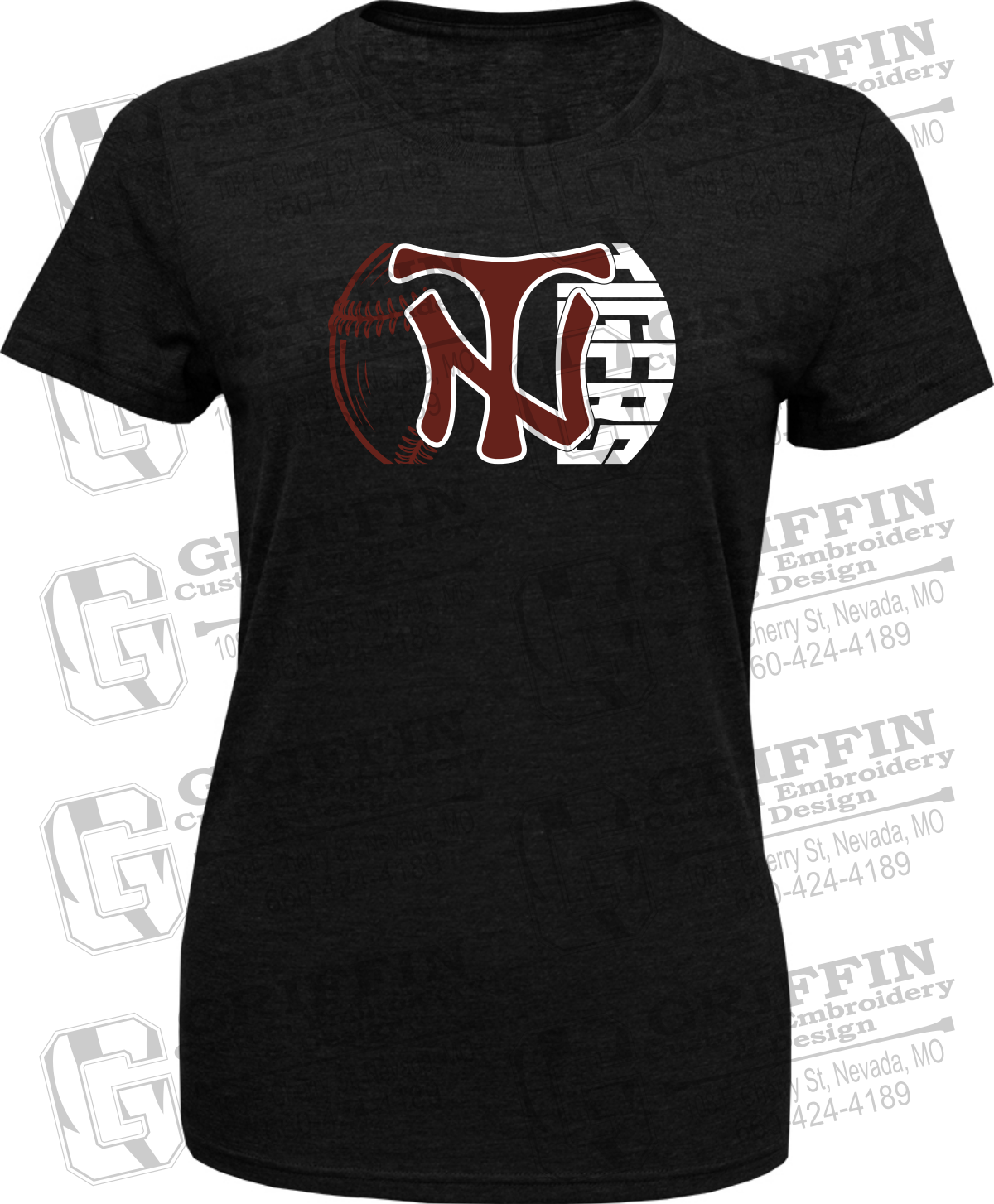 Womens Tri-Blend T-Shirt - Softball - Nevada Tigers 26-Z