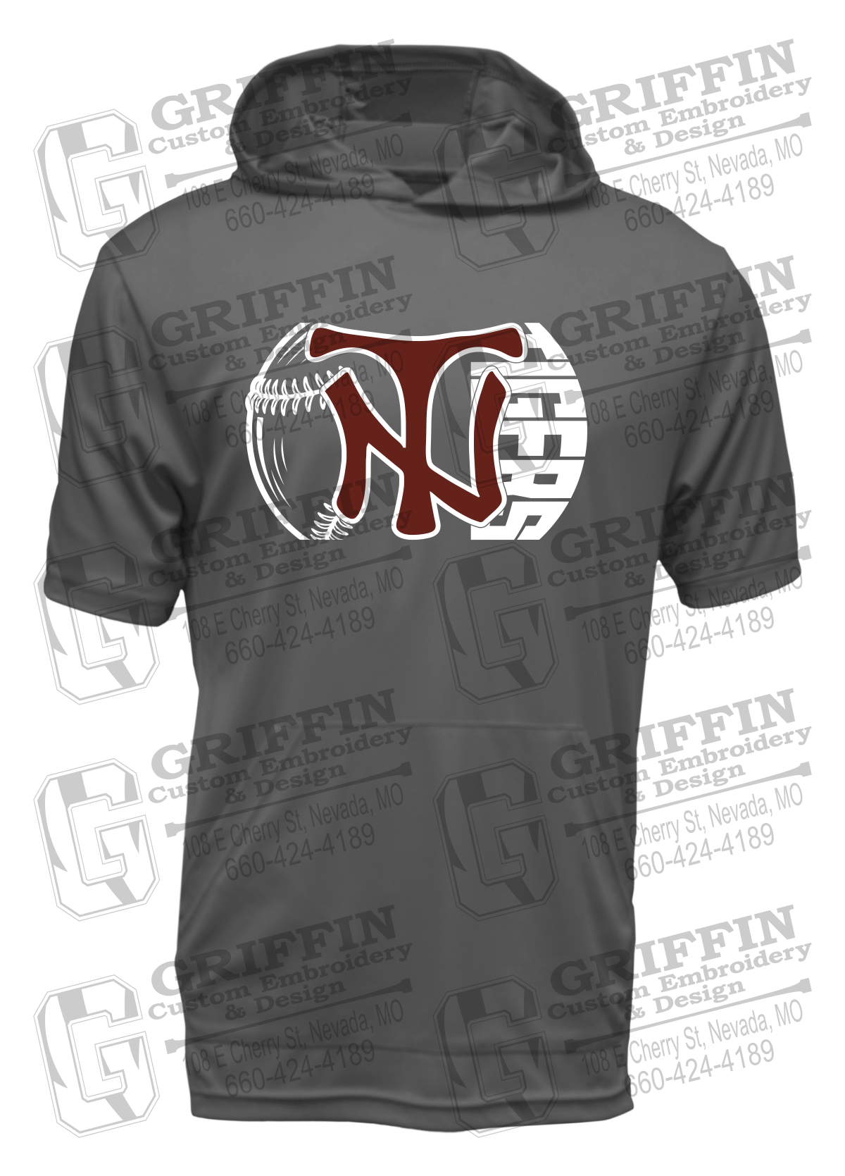 Dry-Fit Short Sleeve T-Shirt Hoodie - Softball - Nevada Tigers 26-Z