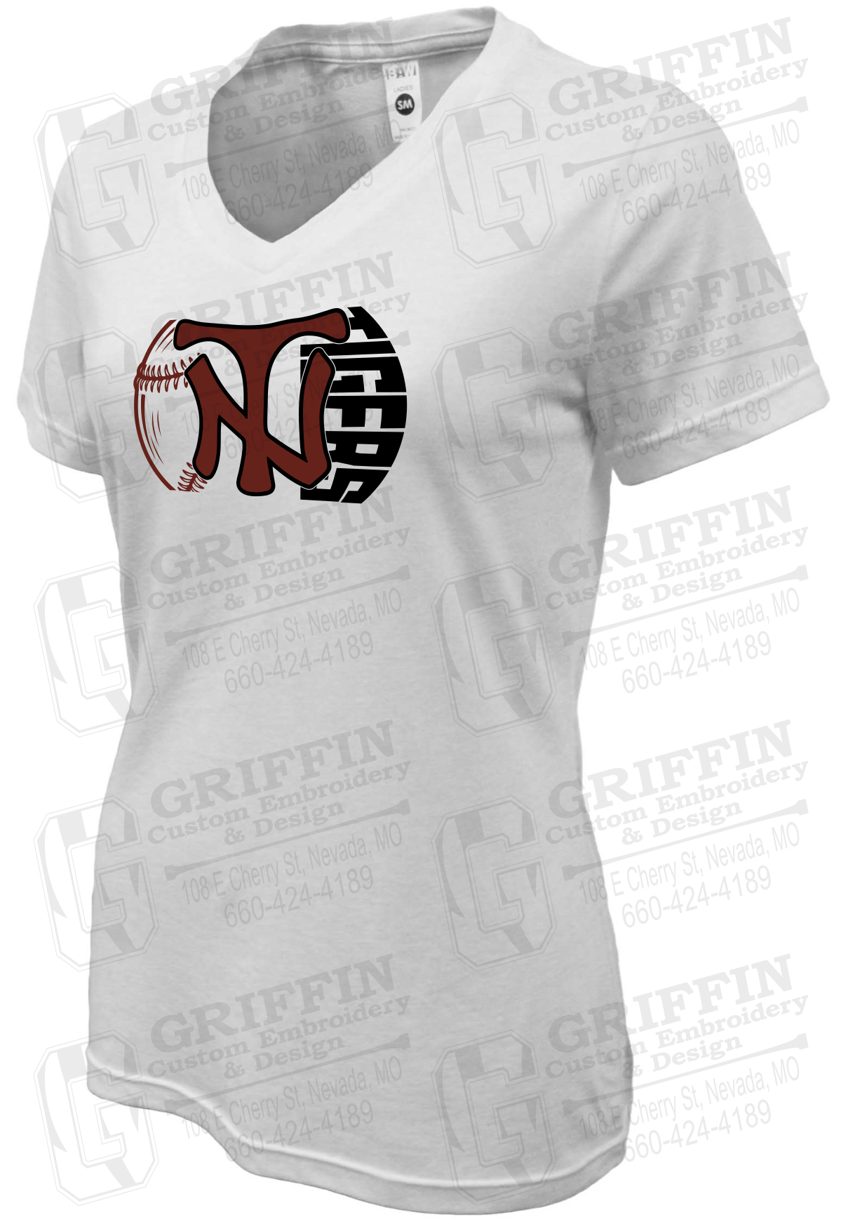 Womens Soft-Tek V-Neck T-Shirt - Softball - Nevada Tigers 26-Z