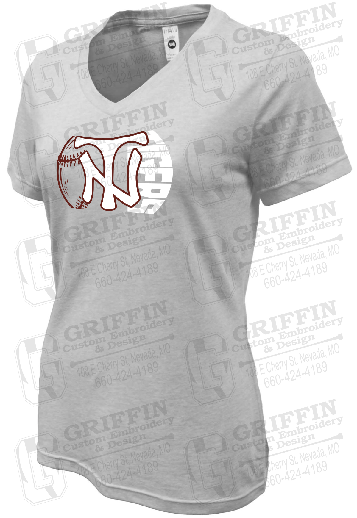 Womens Soft-Tek V-Neck T-Shirt - Softball - Nevada Tigers 26-Z