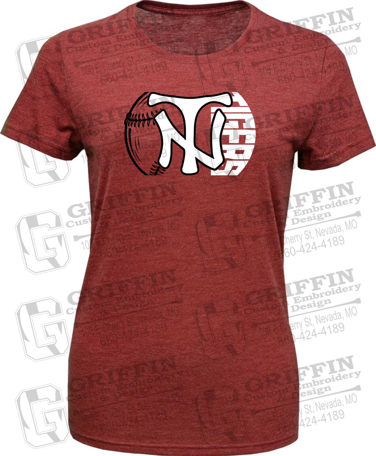 Womens Tri-Blend T-Shirt - Softball - Nevada Tigers 26-Z