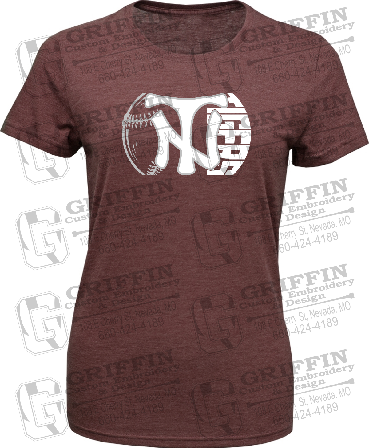 Womens Tri-Blend T-Shirt - Softball - Nevada Tigers 26-Z