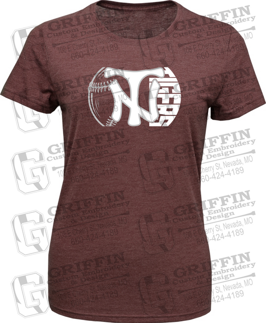 Womens Tri-Blend T-Shirt - Softball - Nevada Tigers 26-Z