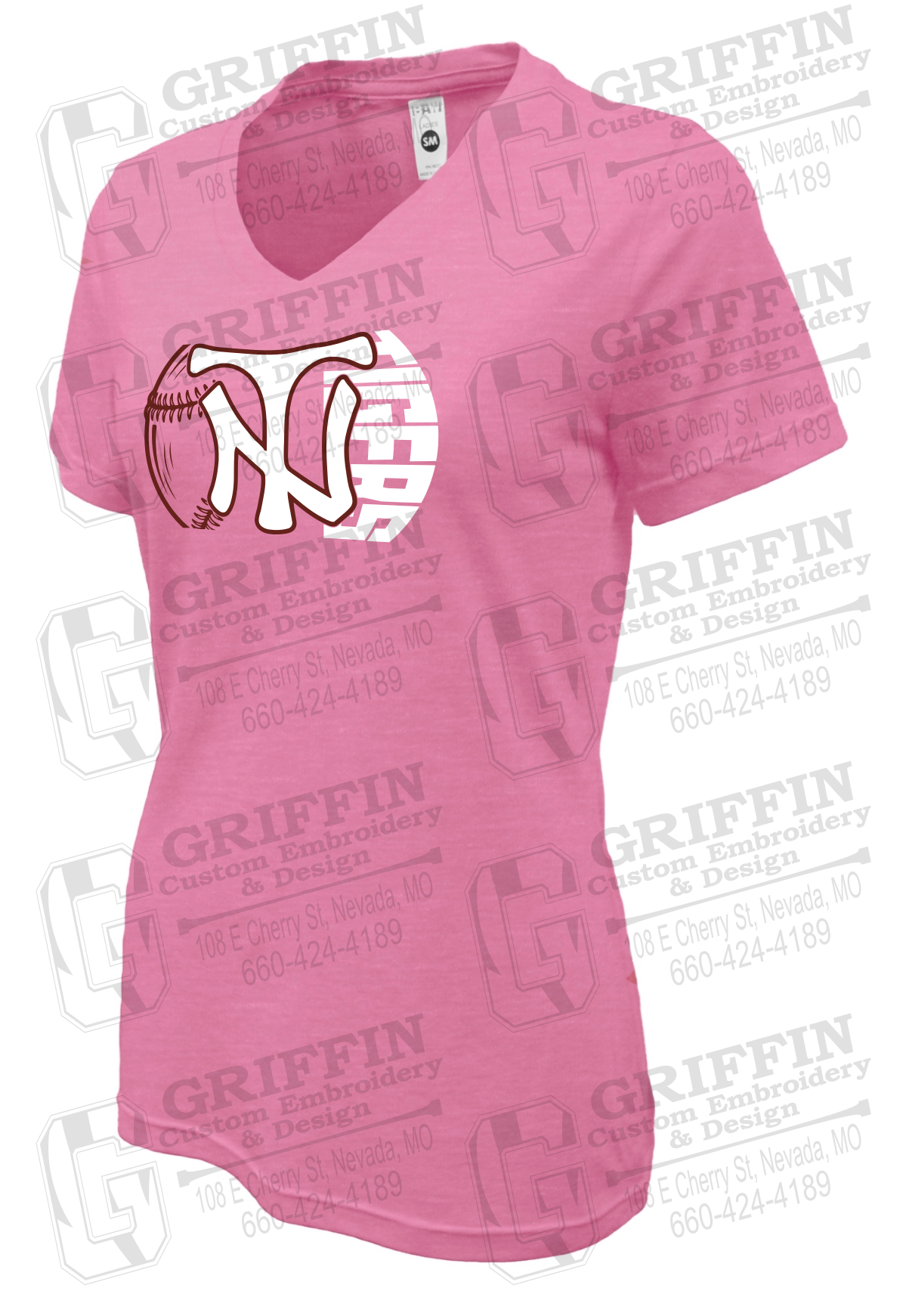 Womens Soft-Tek V-Neck T-Shirt - Softball - Nevada Tigers 26-Z