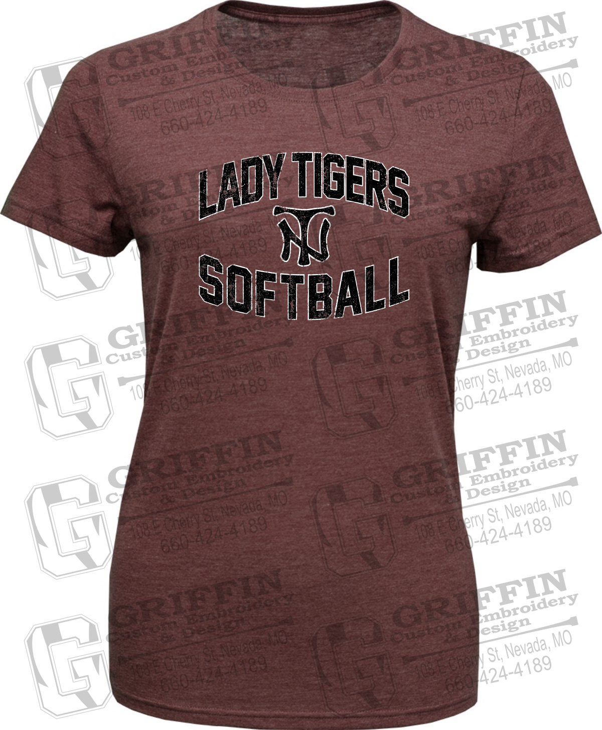 Womens Tri-Blend T-Shirt - Softball - Nevada Tigers 27-A