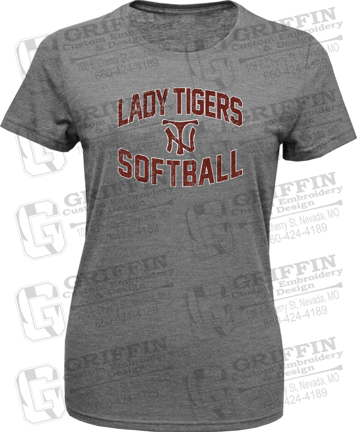 Womens Tri-Blend T-Shirt - Softball - Nevada Tigers 27-A
