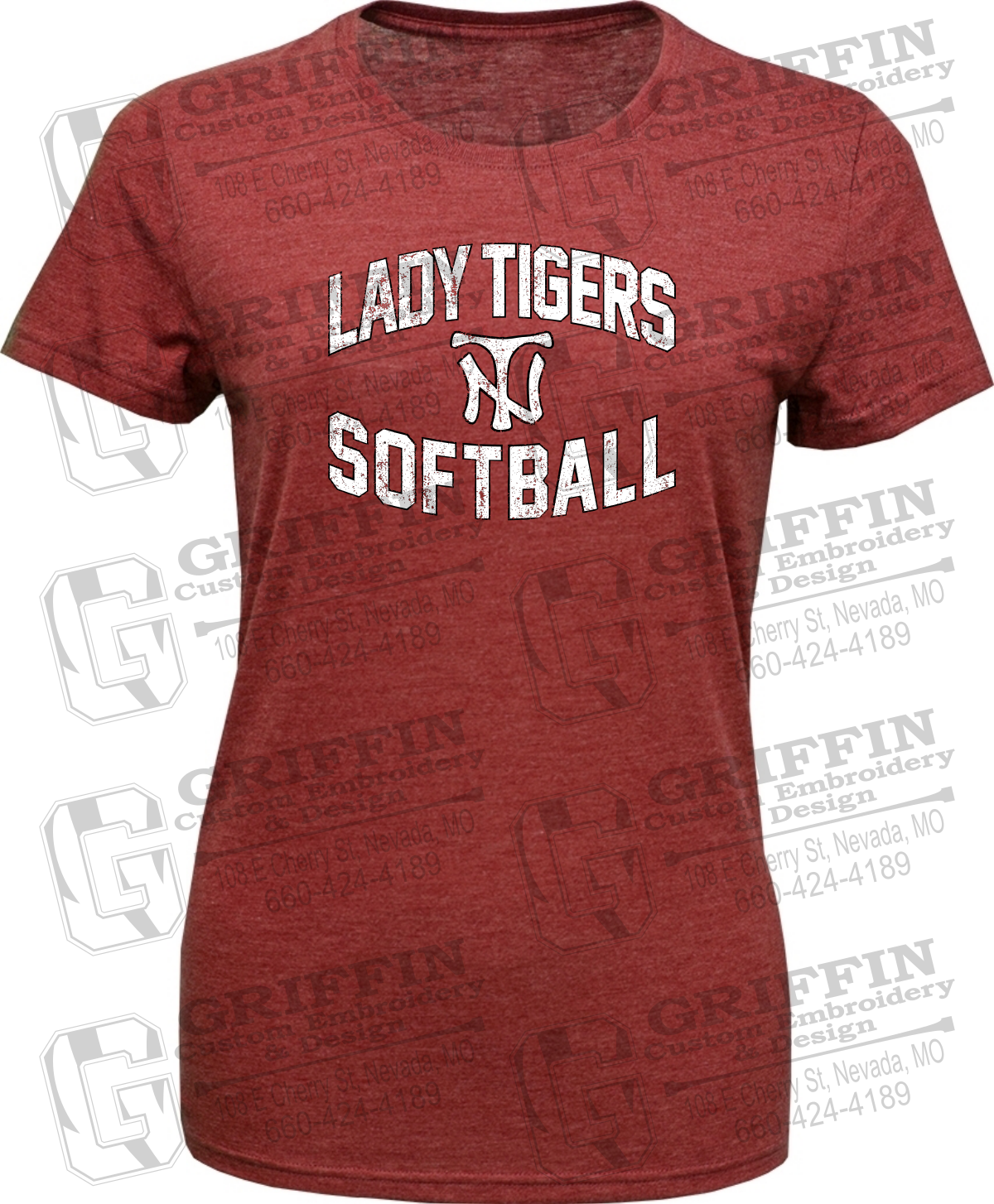Womens Tri-Blend T-Shirt - Softball - Nevada Tigers 27-A