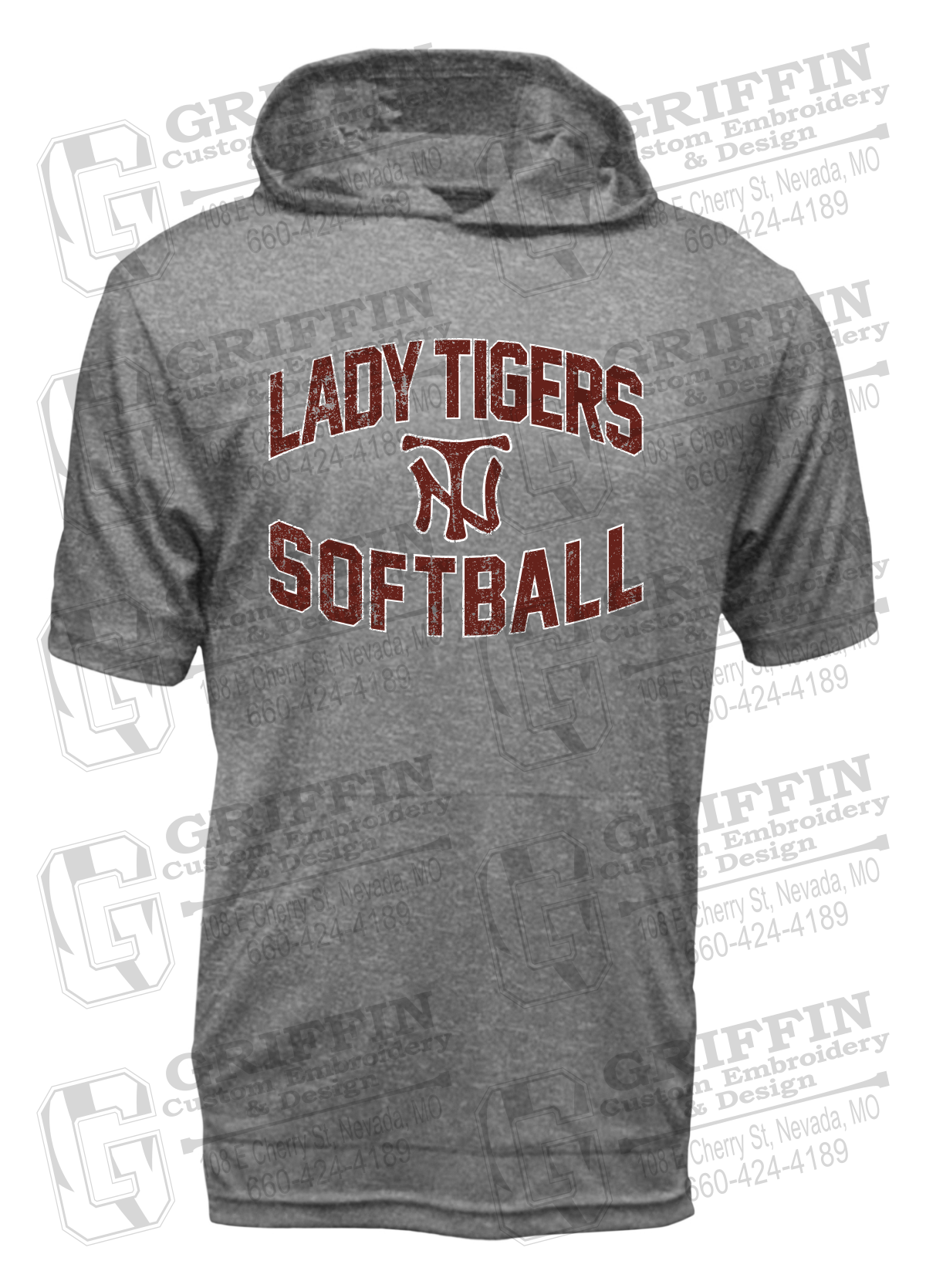 Dry-Fit Short Sleeve T-Shirt Hoodie - Softball - Nevada Tigers 27-A