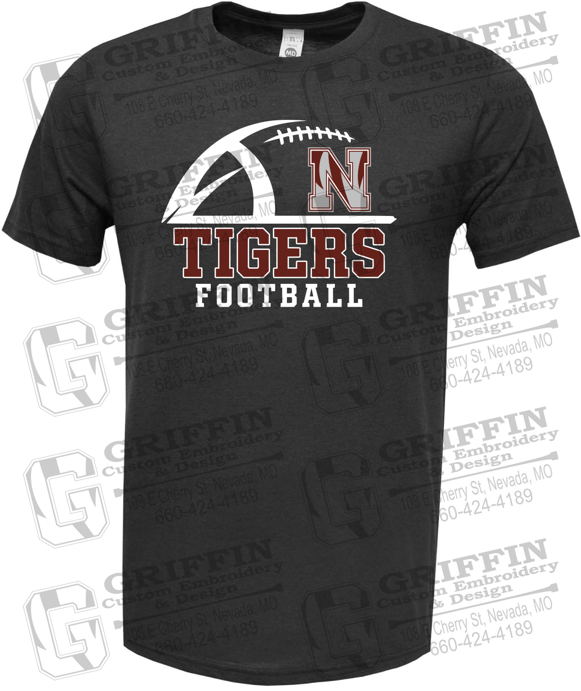 Soft-Tek Short Sleeve T-Shirt - Football - Nevada Tigers 27-B