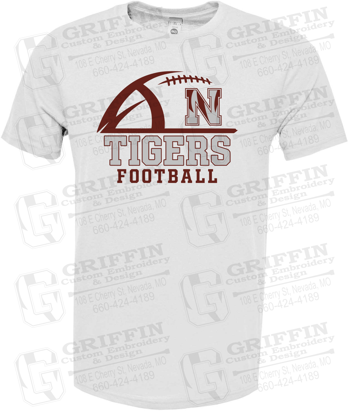 Soft-Tek Short Sleeve T-Shirt - Football - Nevada Tigers 27-B