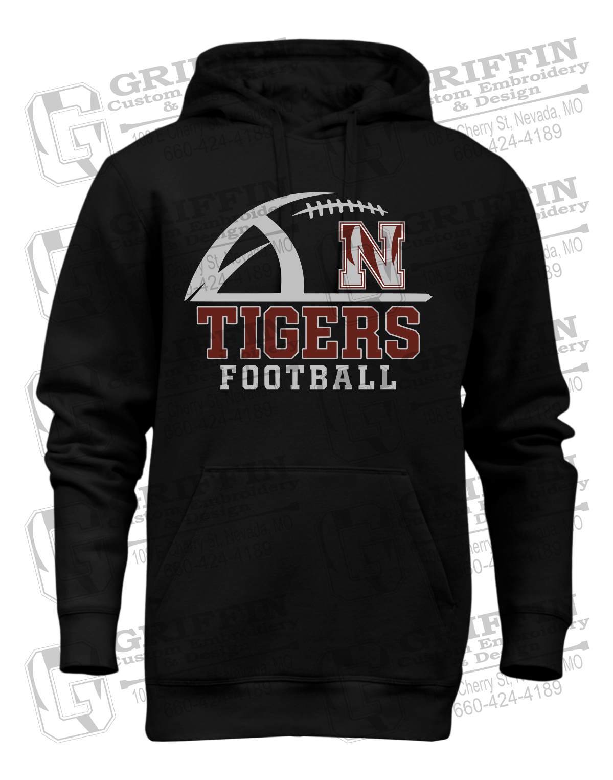 Heavyweight Fleece Hoodie - Football - Nevada Tigers 27-B