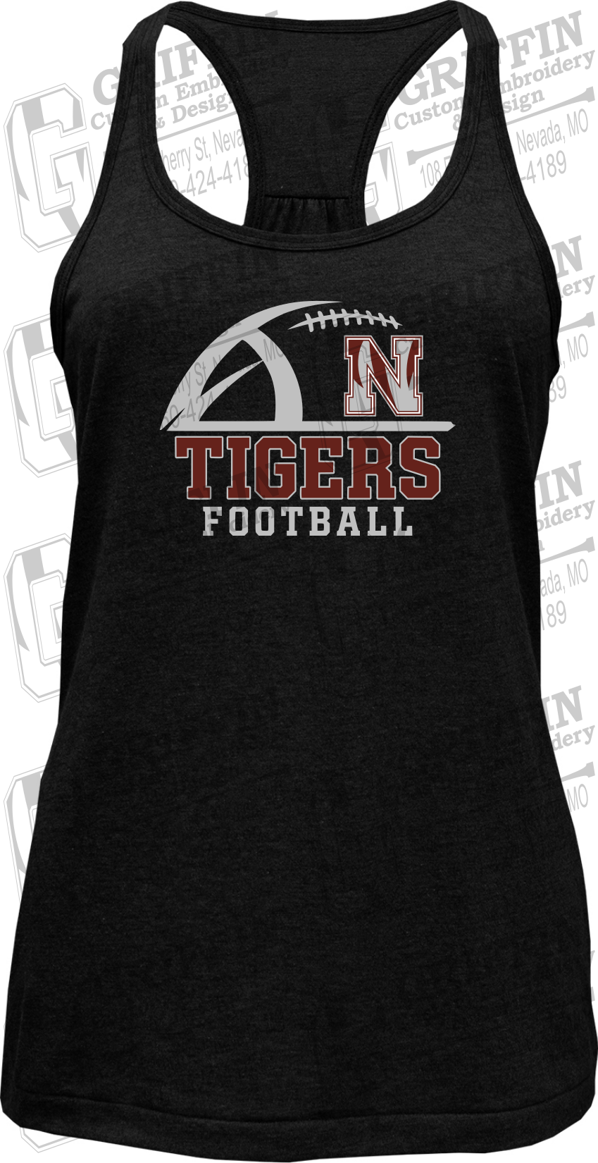 Womens Tri-Blend Tank Top - Football - Nevada Tigers 27-B