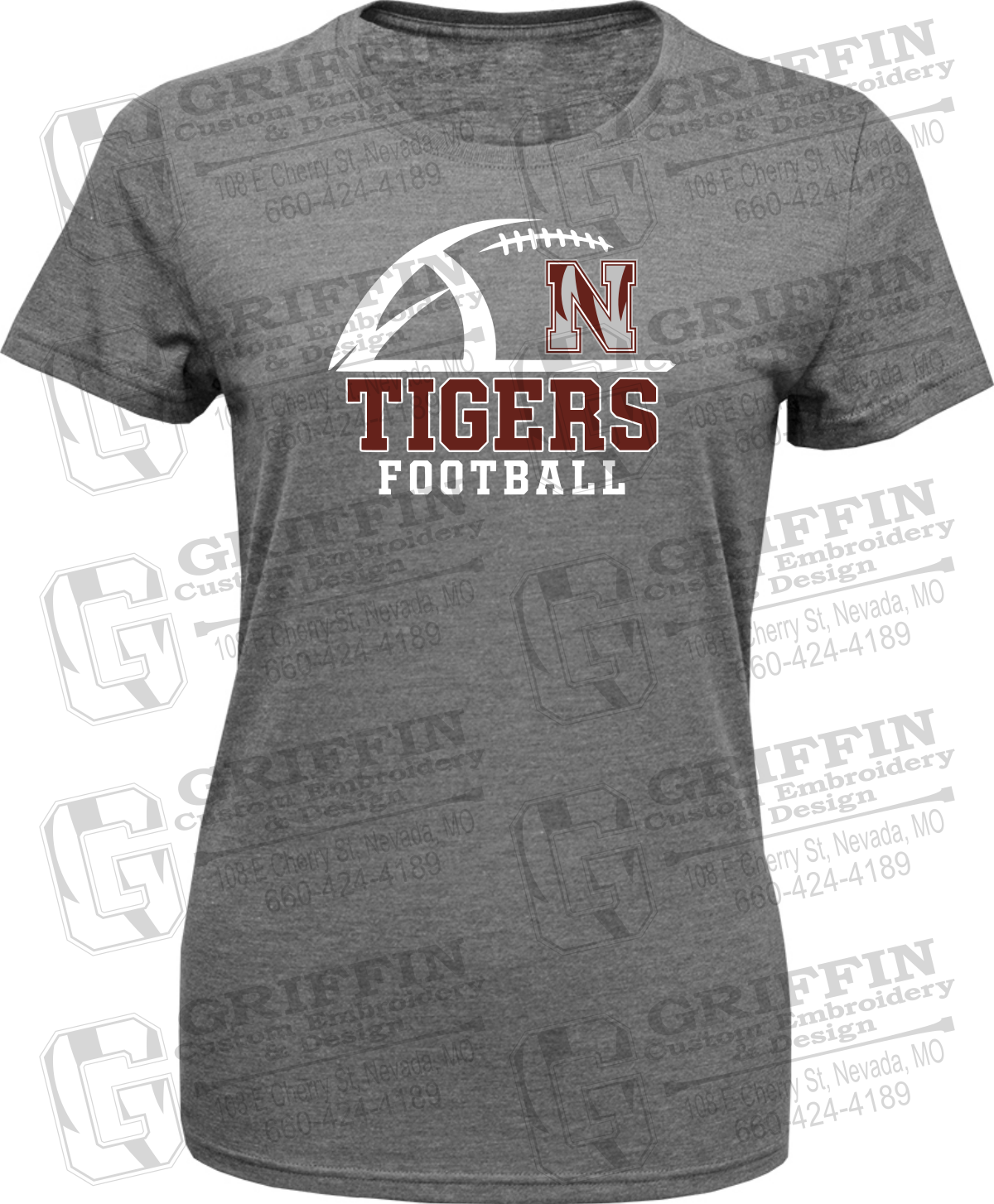 Womens Tri-Blend T-Shirt - Football - Nevada Tigers 27-B