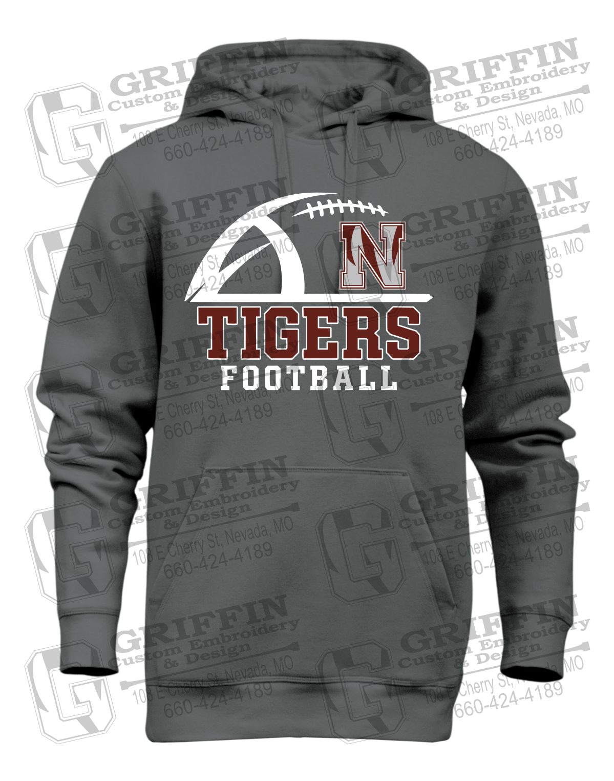 Heavyweight Fleece Hoodie - Football - Nevada Tigers 27-B