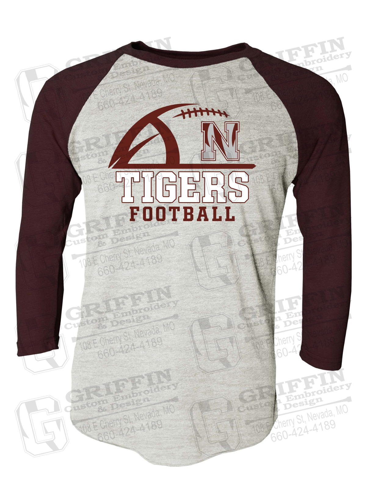 Tri-Blend Raglan Sleeve T-Shirt - Football - Nevada Tigers 27-B