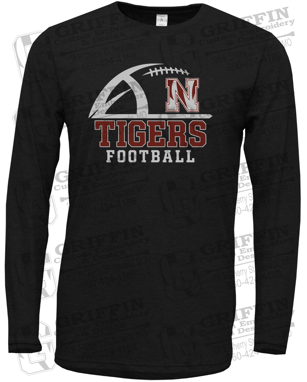 Soft-Tek Long Sleeve T-Shirt - Football - Nevada Tigers 27-B