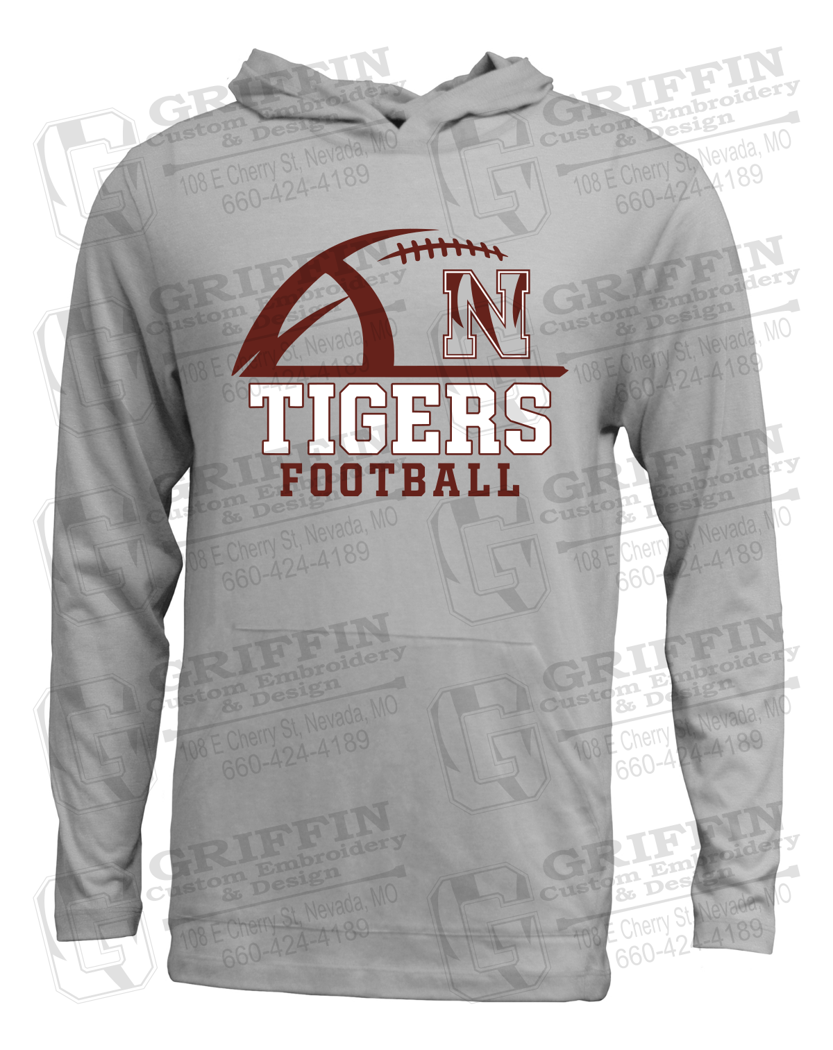 Soft-Tek T-Shirt Hoodie - Football - Nevada Tigers 27-B
