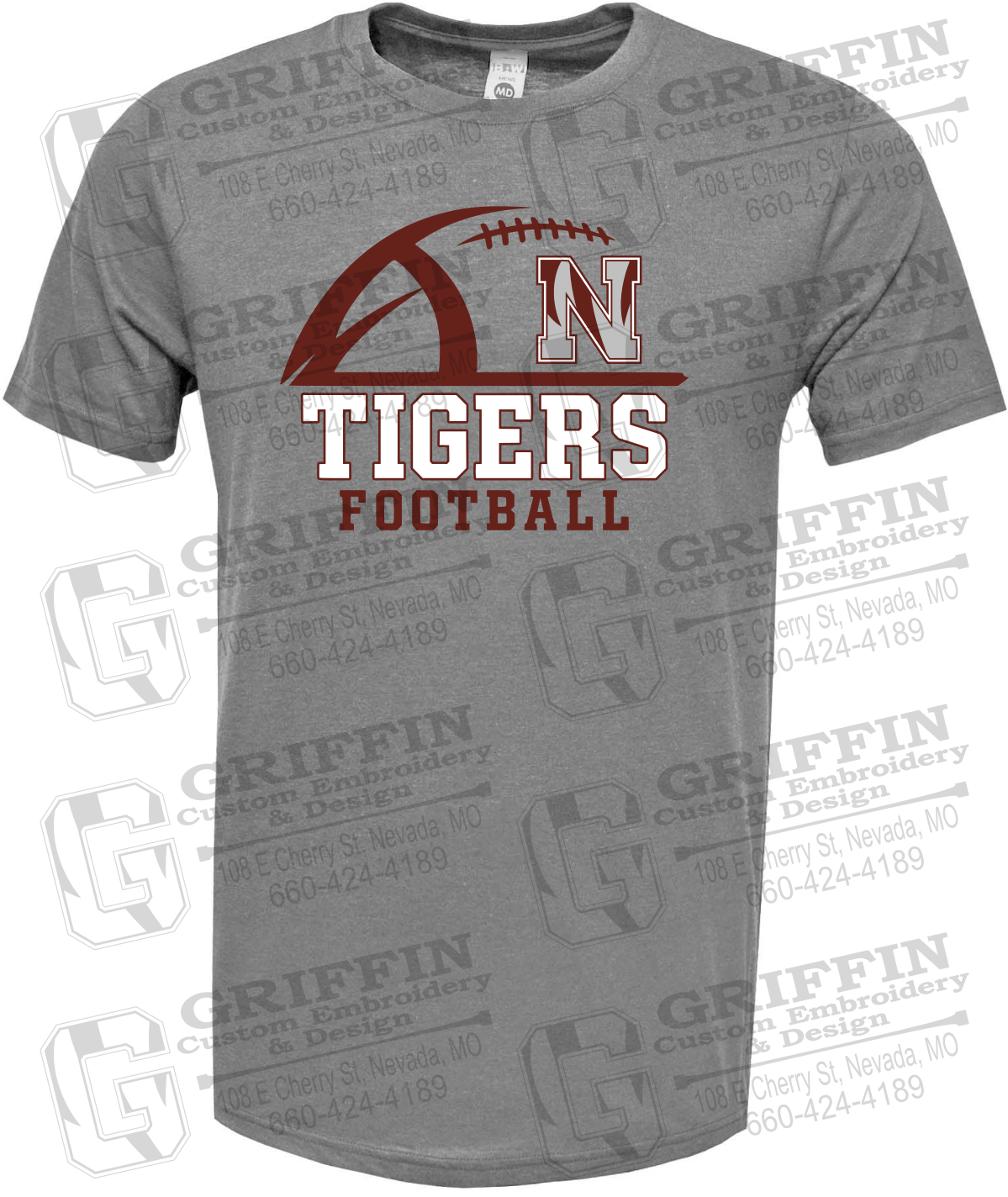 Soft-Tek Short Sleeve T-Shirt - Football - Nevada Tigers 27-B