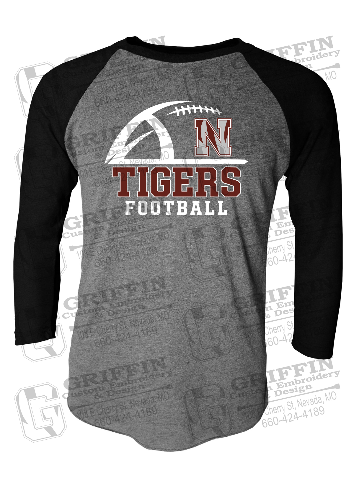 Tri-Blend Raglan Sleeve T-Shirt - Football - Nevada Tigers 27-B