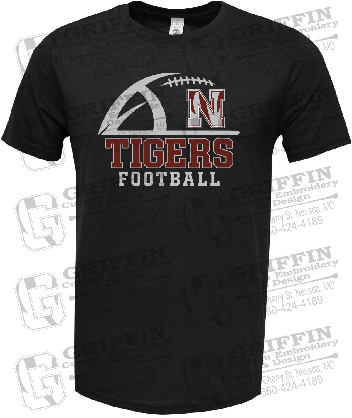 Soft-Tek Short Sleeve T-Shirt - Football - Nevada Tigers 27-B