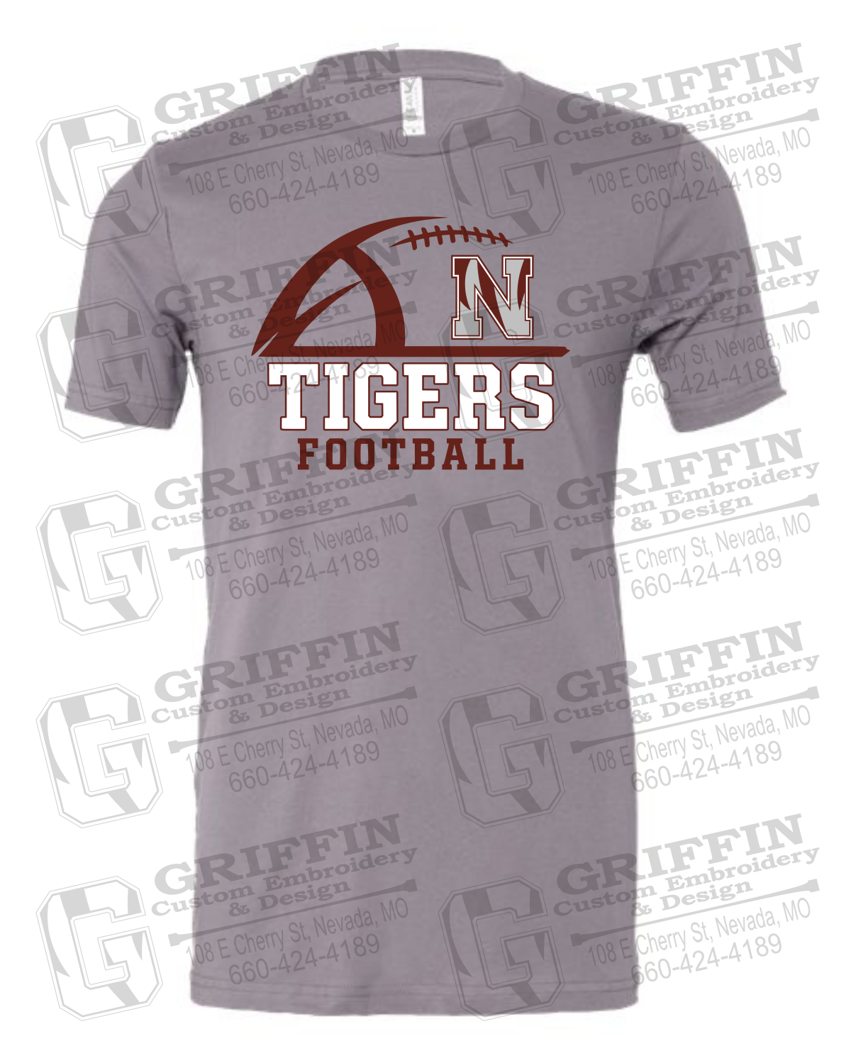 Cotton Short Sleeve T-Shirt - Football - Nevada Tigers 27-B