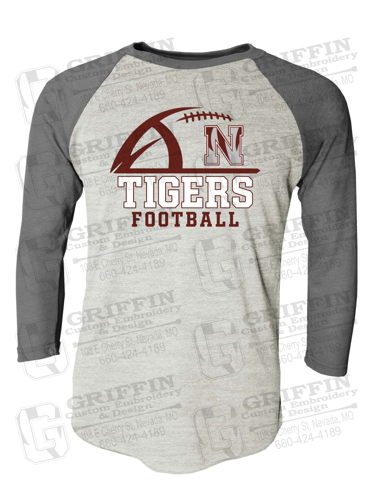 Tri-Blend Raglan Sleeve T-Shirt - Football - Nevada Tigers 27-B