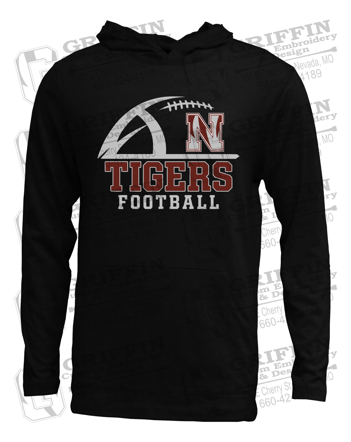 Soft-Tek T-Shirt Hoodie - Football - Nevada Tigers 27-B