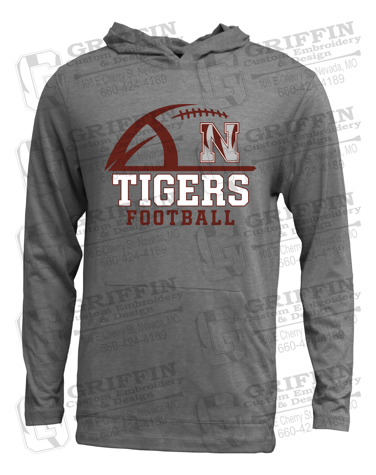 Soft-Tek T-Shirt Hoodie - Football - Nevada Tigers 27-B