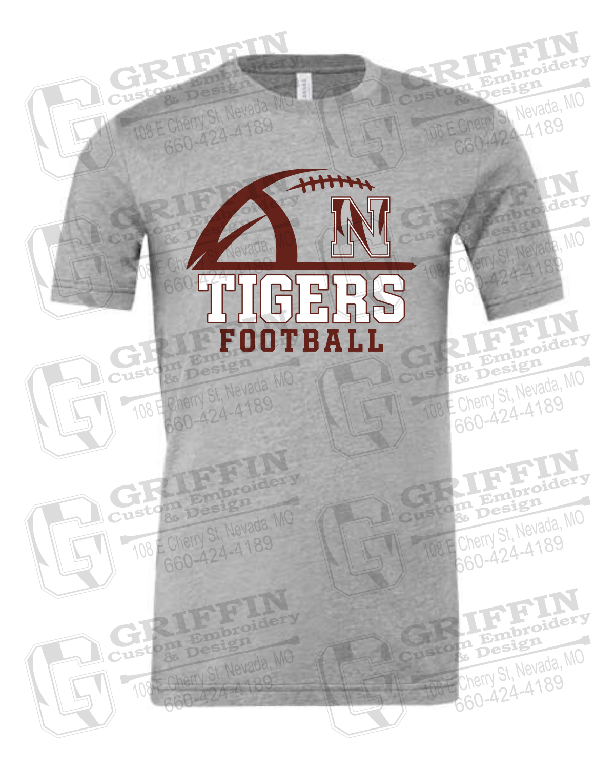 Cotton Short Sleeve T-Shirt - Football - Nevada Tigers 27-B