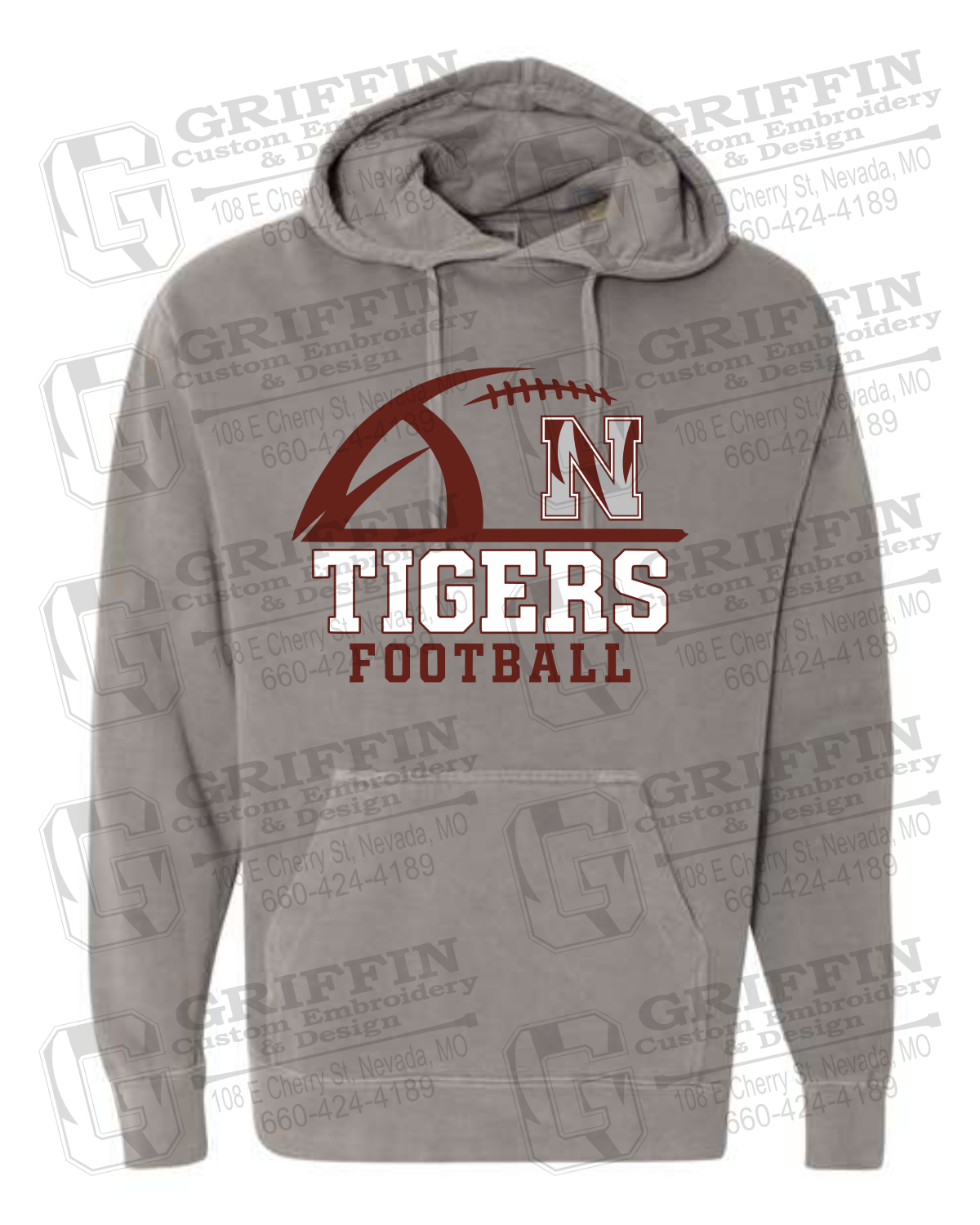 Comfort Colors Hoodie - Football - Nevada Tigers 27-B