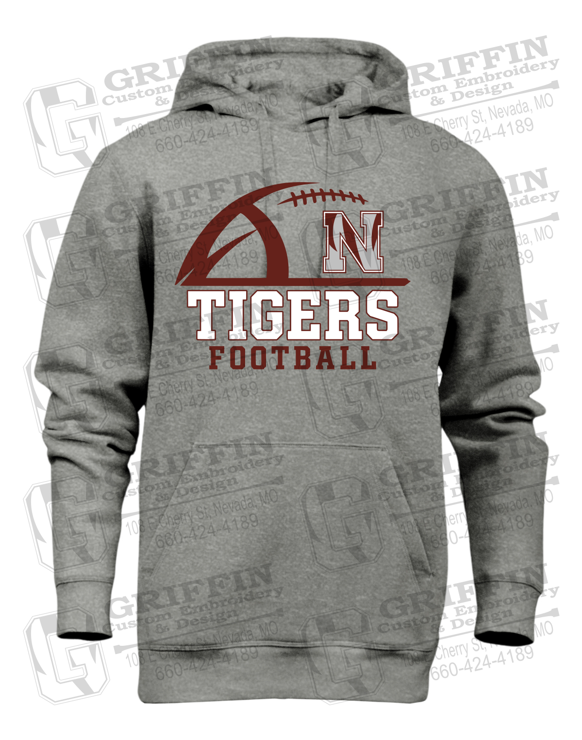 Heavyweight Fleece Hoodie - Football - Nevada Tigers 27-B