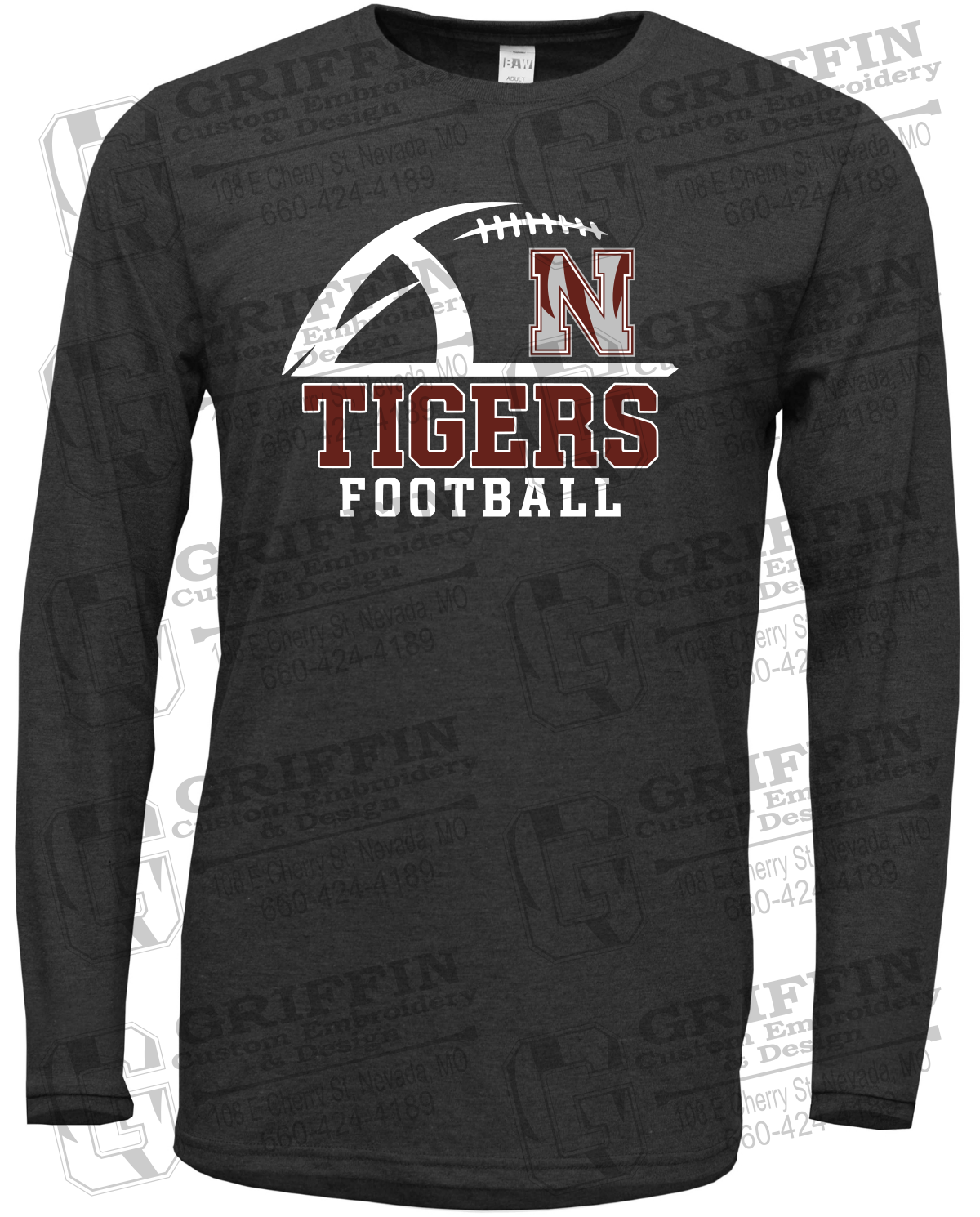 Soft-Tek Long Sleeve T-Shirt - Football - Nevada Tigers 27-B