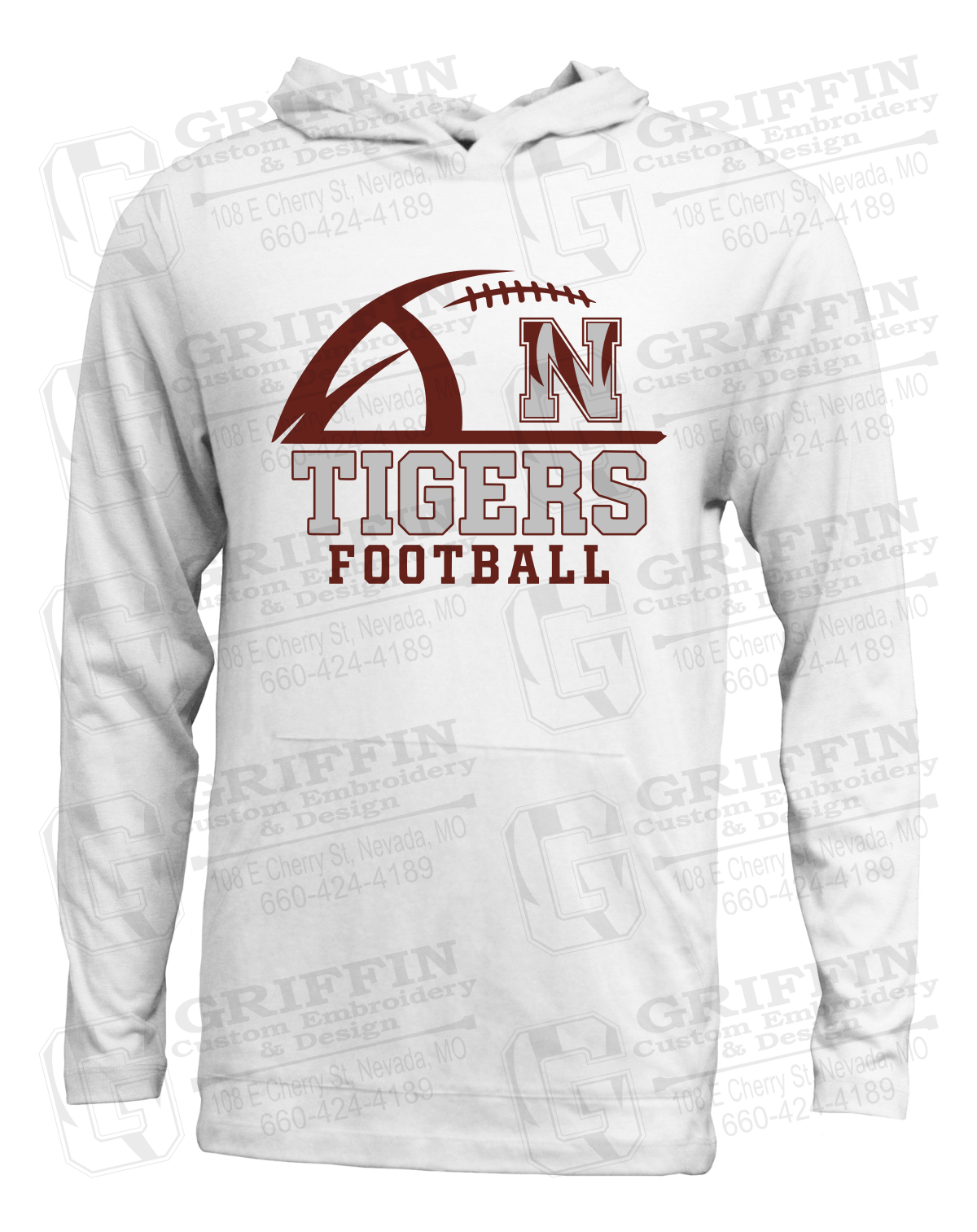 Soft-Tek T-Shirt Hoodie - Football - Nevada Tigers 27-B