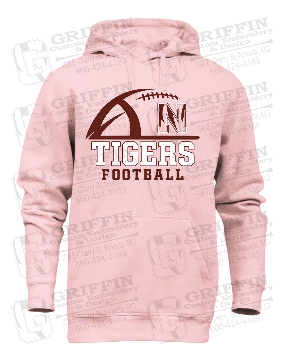 Heavyweight Fleece Hoodie - Football - Nevada Tigers 27-B