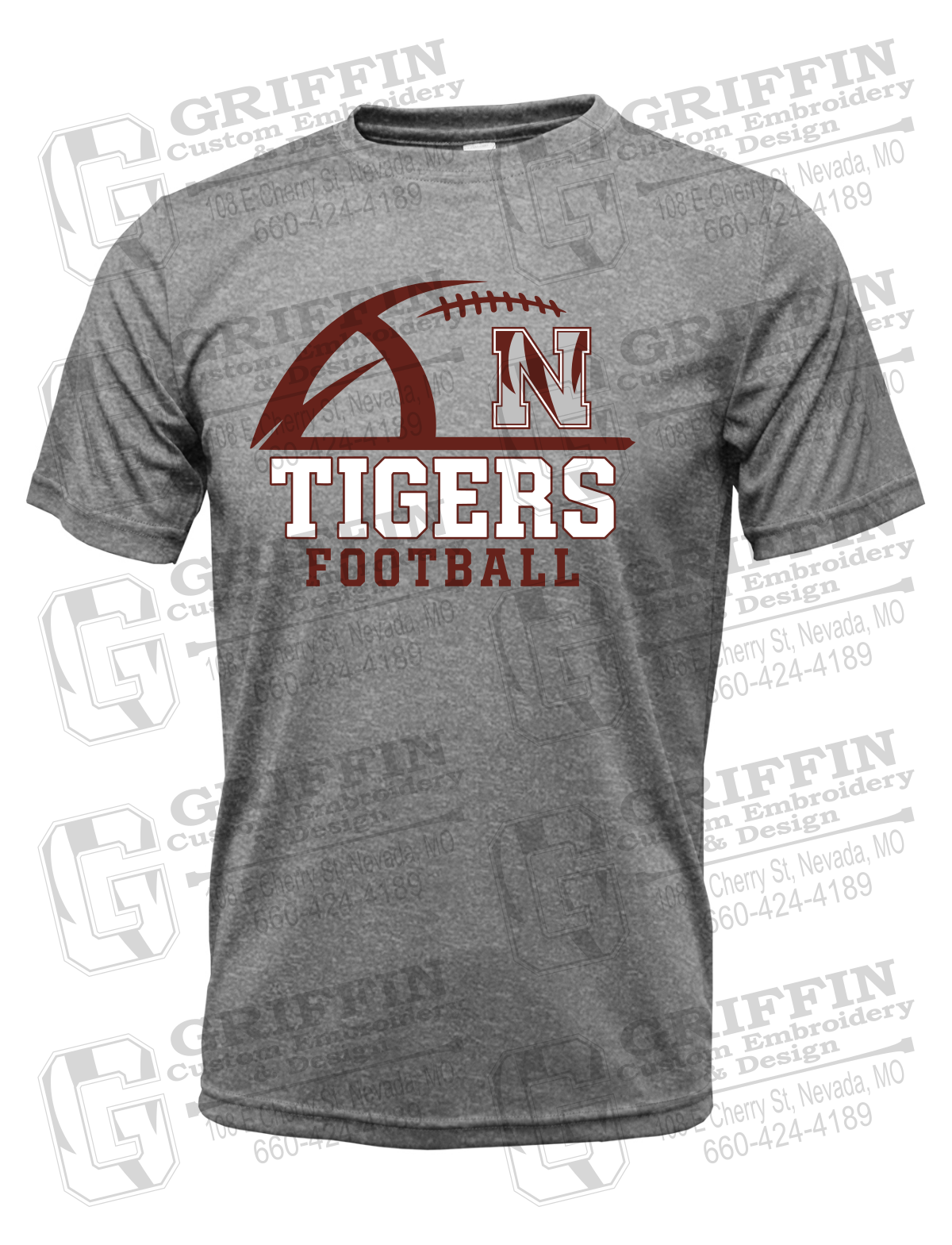 Dry-Fit Short Sleeve T-Shirt - Football - Nevada Tigers 27-B