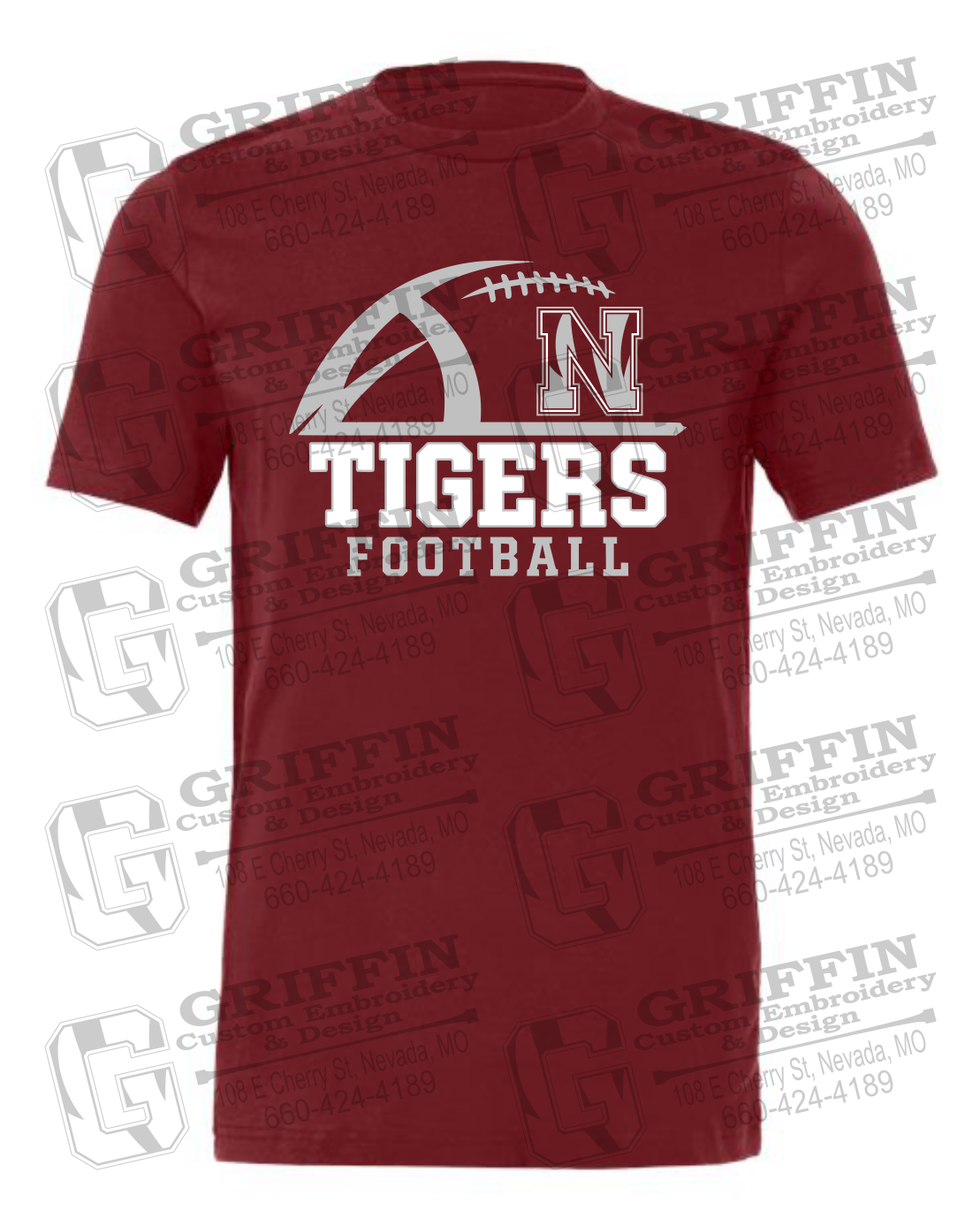 Cotton Short Sleeve T-Shirt - Football - Nevada Tigers 27-B
