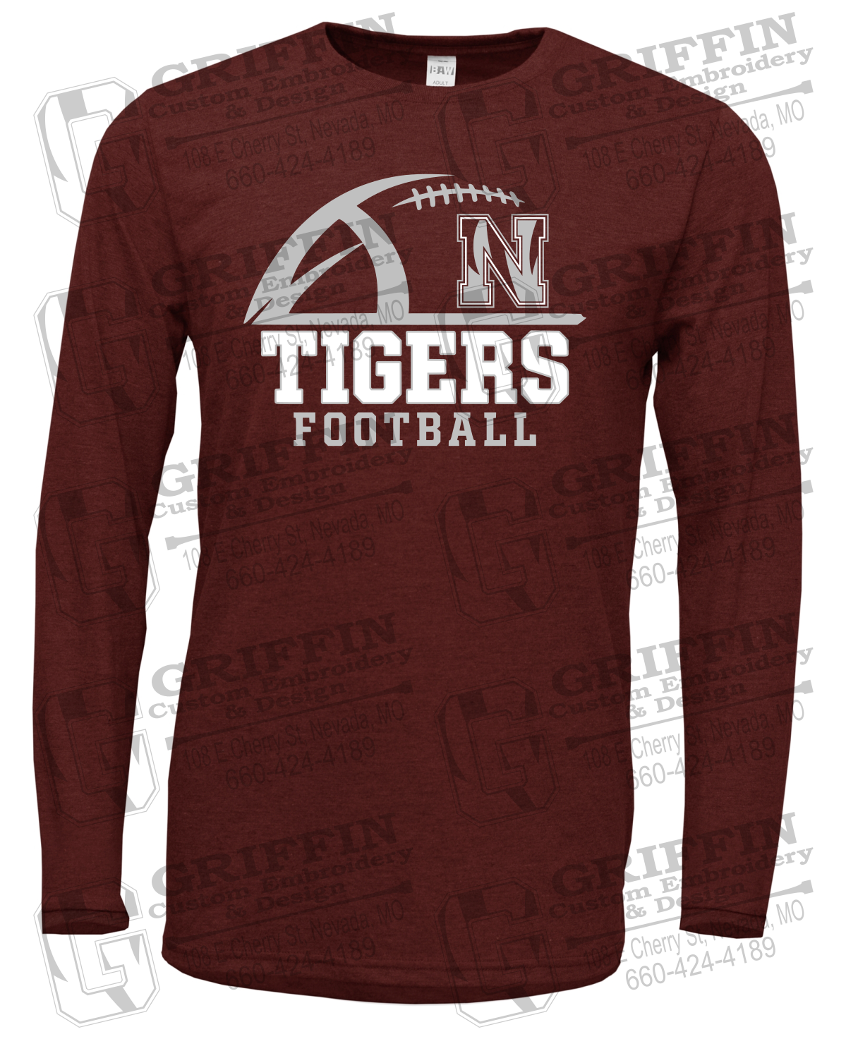 Soft-Tek Long Sleeve T-Shirt - Football - Nevada Tigers 27-B
