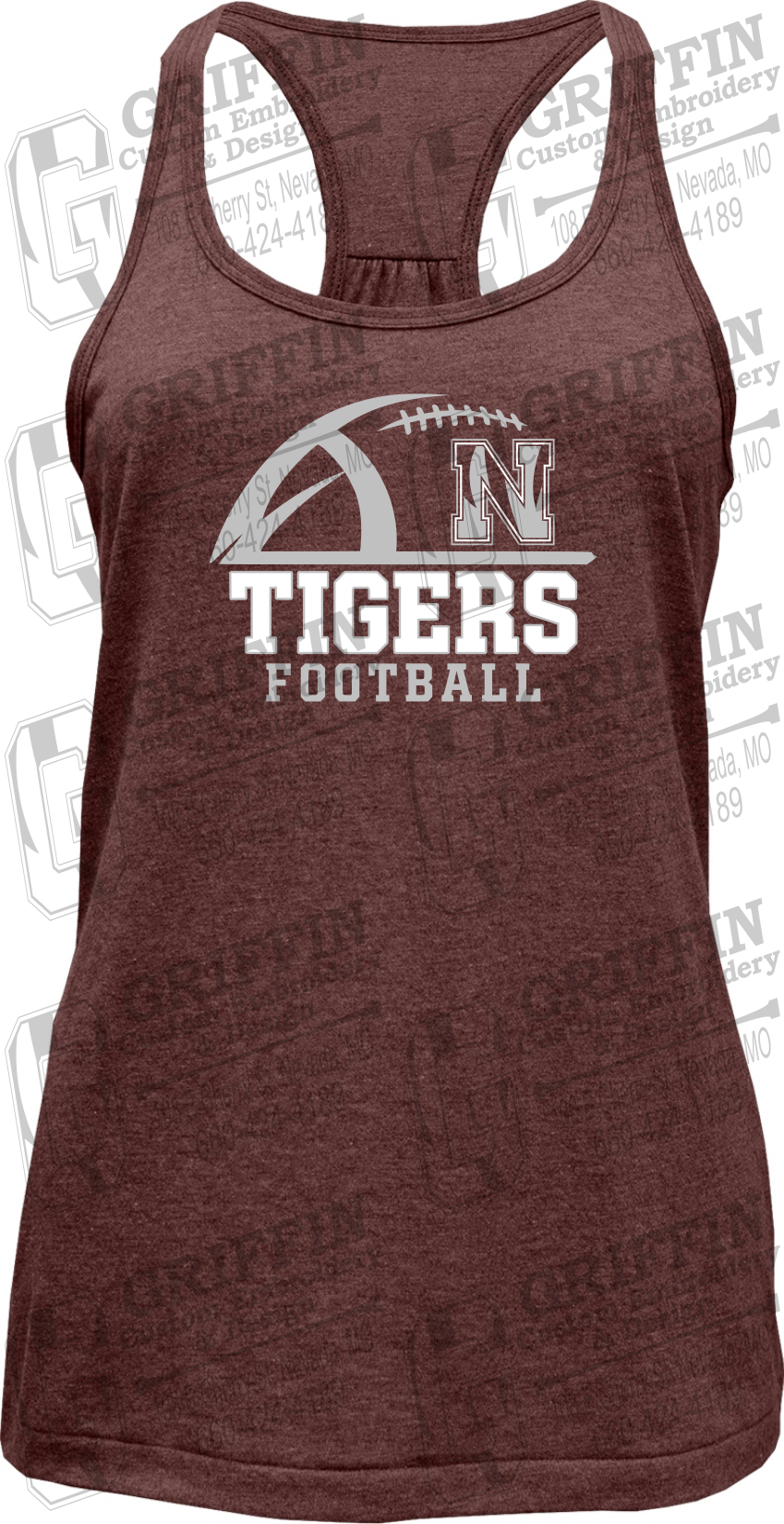 Womens Tri-Blend Tank Top - Football - Nevada Tigers 27-B