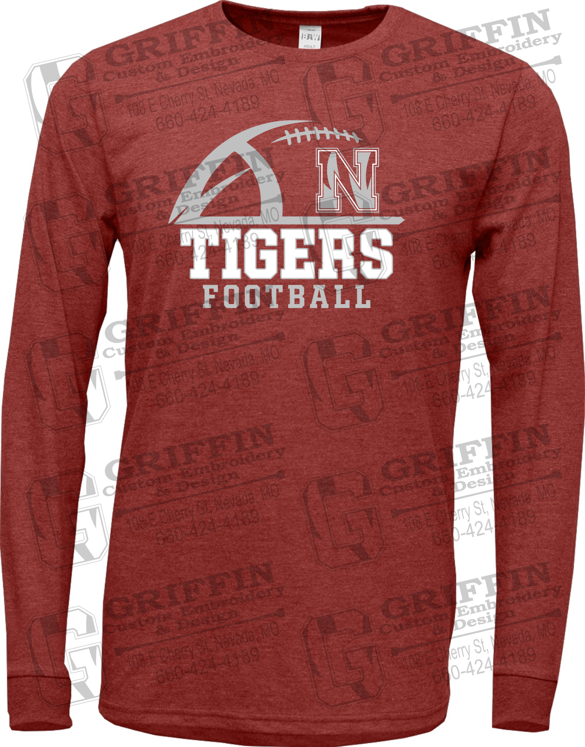 Soft-Tek Long Sleeve T-Shirt - Football - Nevada Tigers 27-B