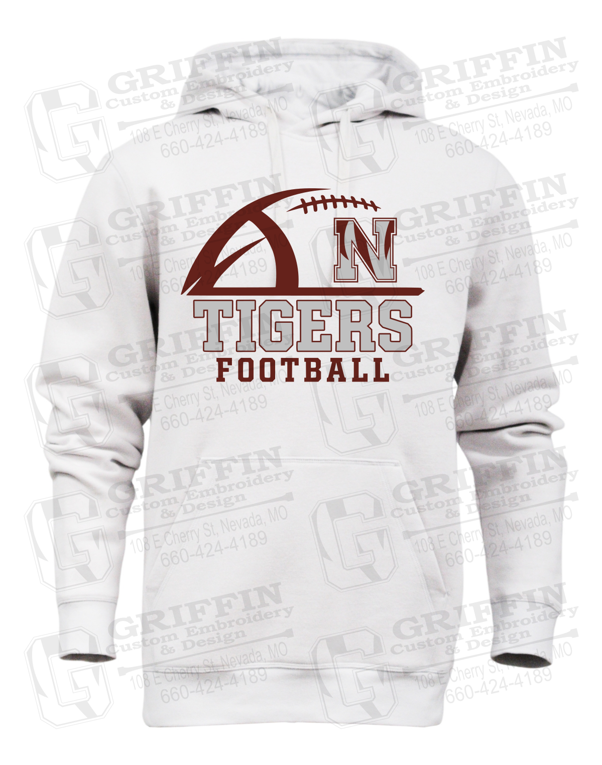 Heavyweight Fleece Hoodie - Football - Nevada Tigers 27-B