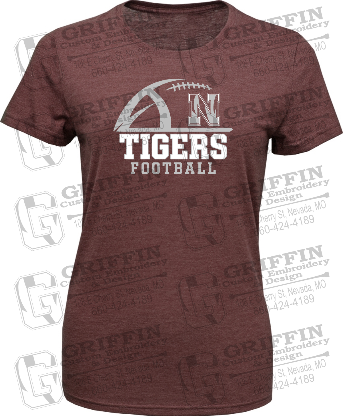 Womens Tri-Blend T-Shirt - Football - Nevada Tigers 27-B