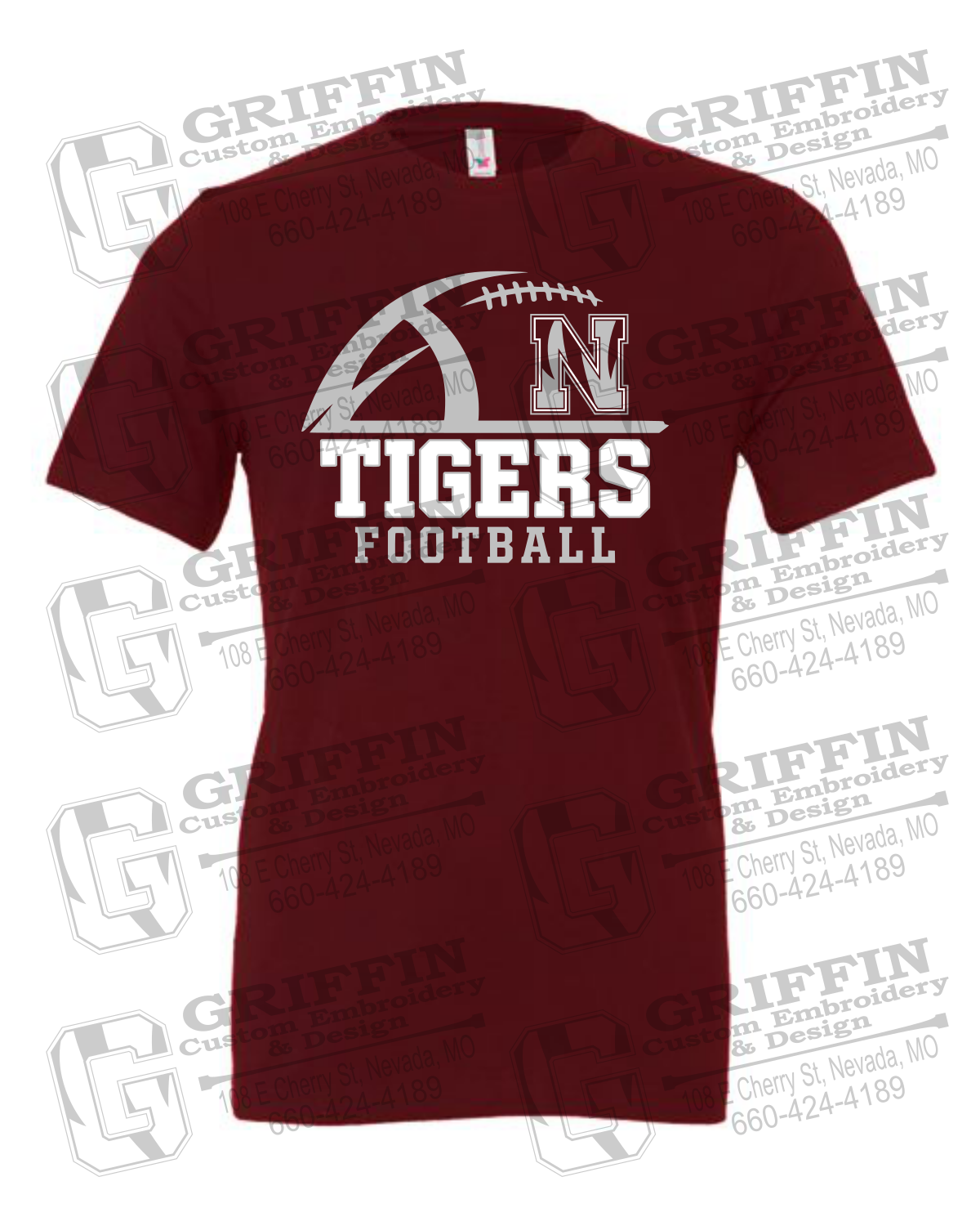Cotton Short Sleeve T-Shirt - Football - Nevada Tigers 27-B
