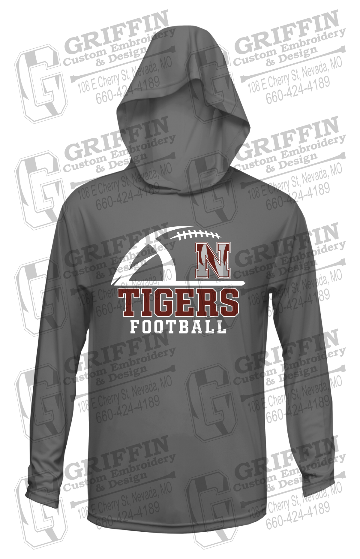 Dry-Fit T-Shirt Hoodie - Football - Nevada Tigers 27-B