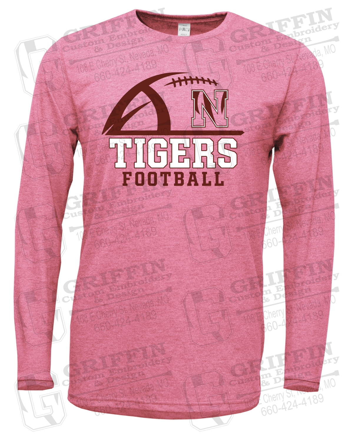 Soft-Tek Long Sleeve T-Shirt - Football - Nevada Tigers 27-B