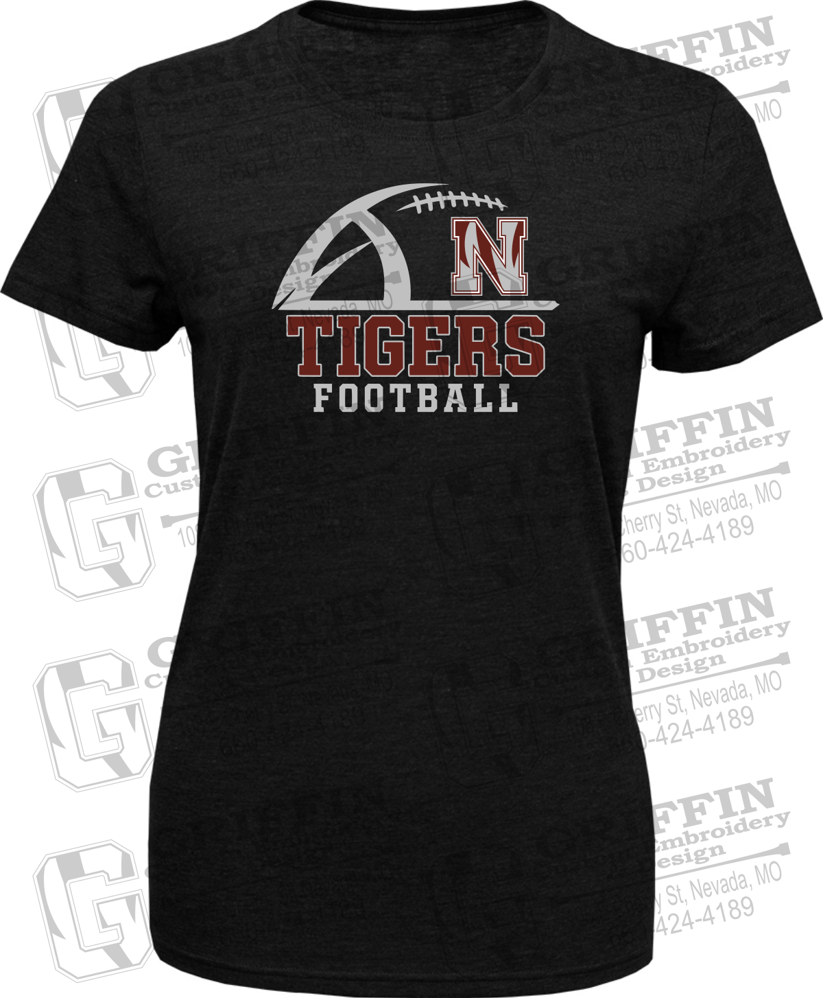 Womens Tri-Blend T-Shirt - Football - Nevada Tigers 27-B