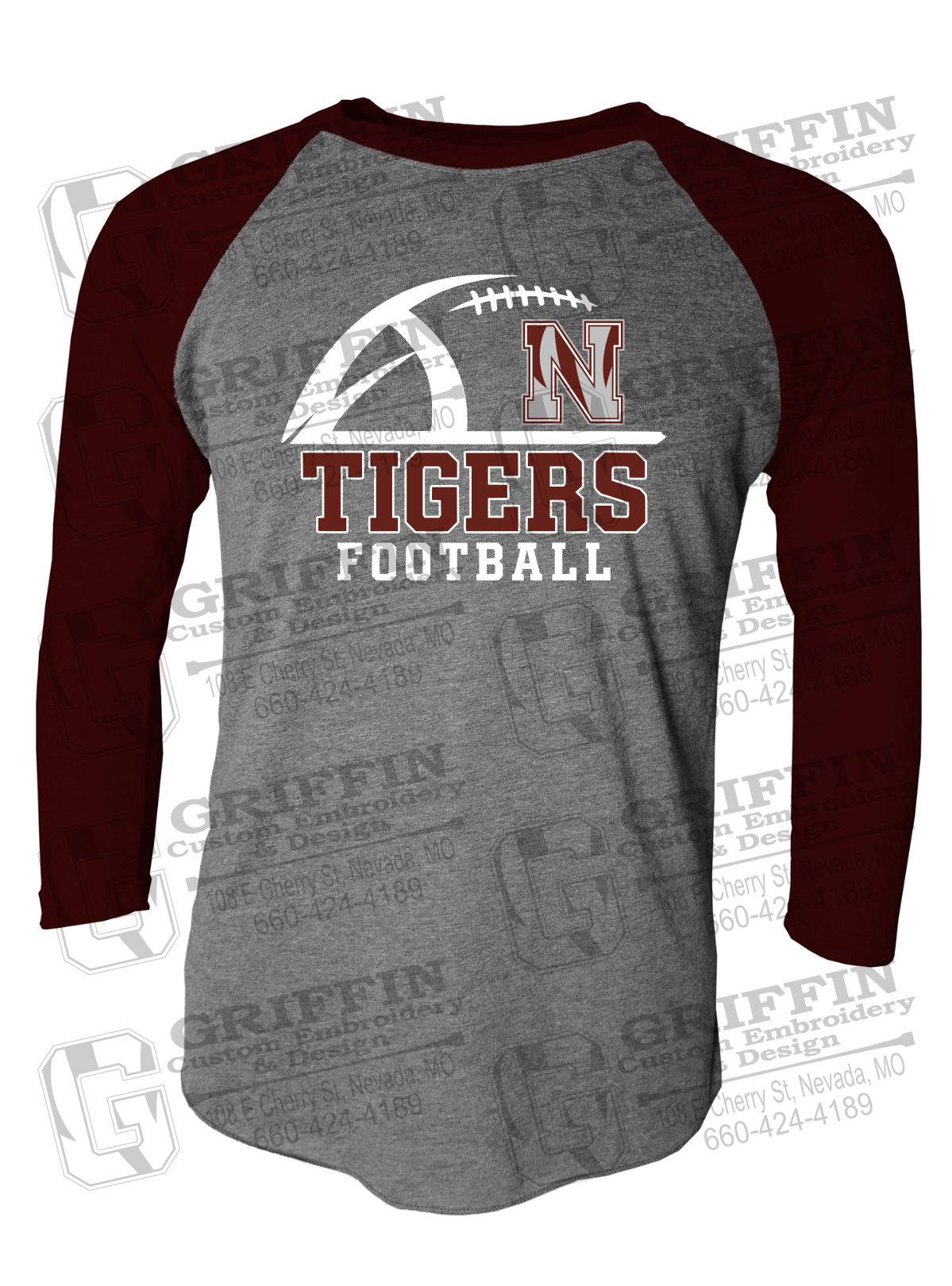 Tri-Blend Raglan Sleeve T-Shirt - Football - Nevada Tigers 27-B