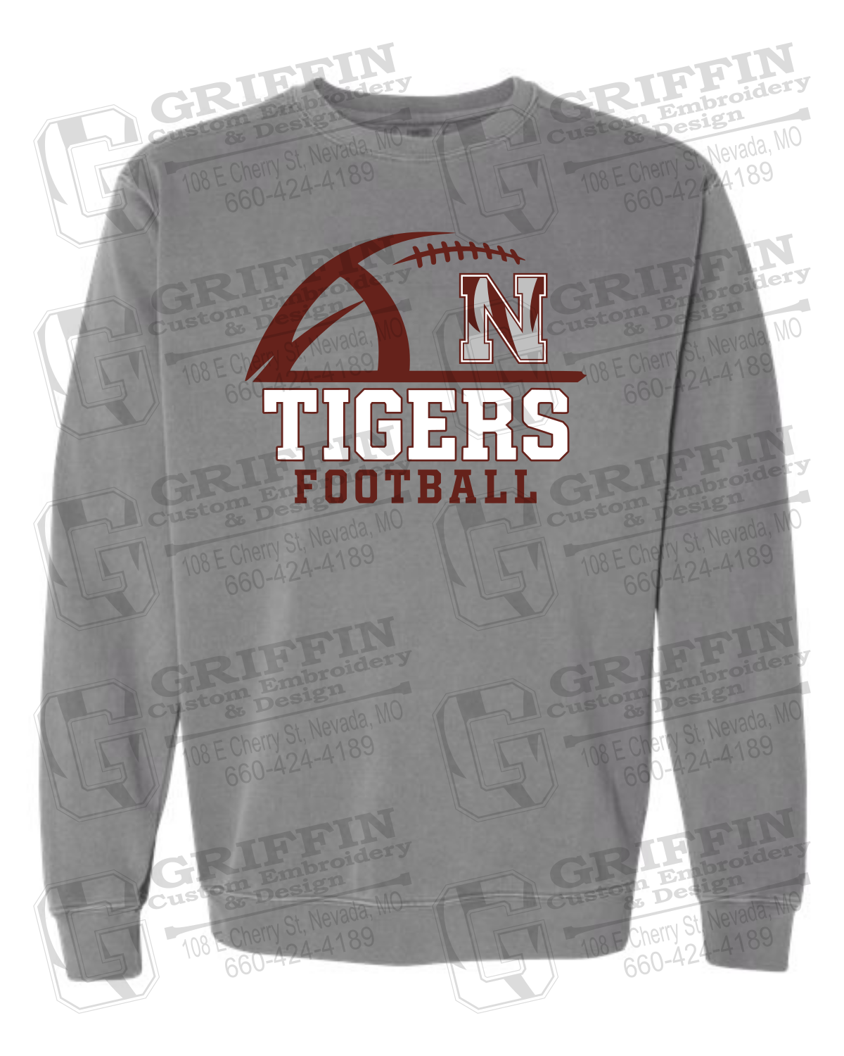 Comfort Colors Crewneck Sweatshirt - Football - Nevada Tigers 27-B